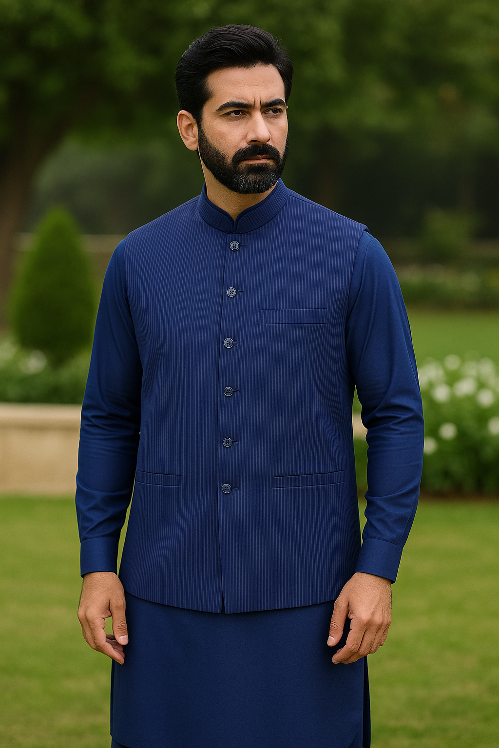 Waist Coat Blue Line