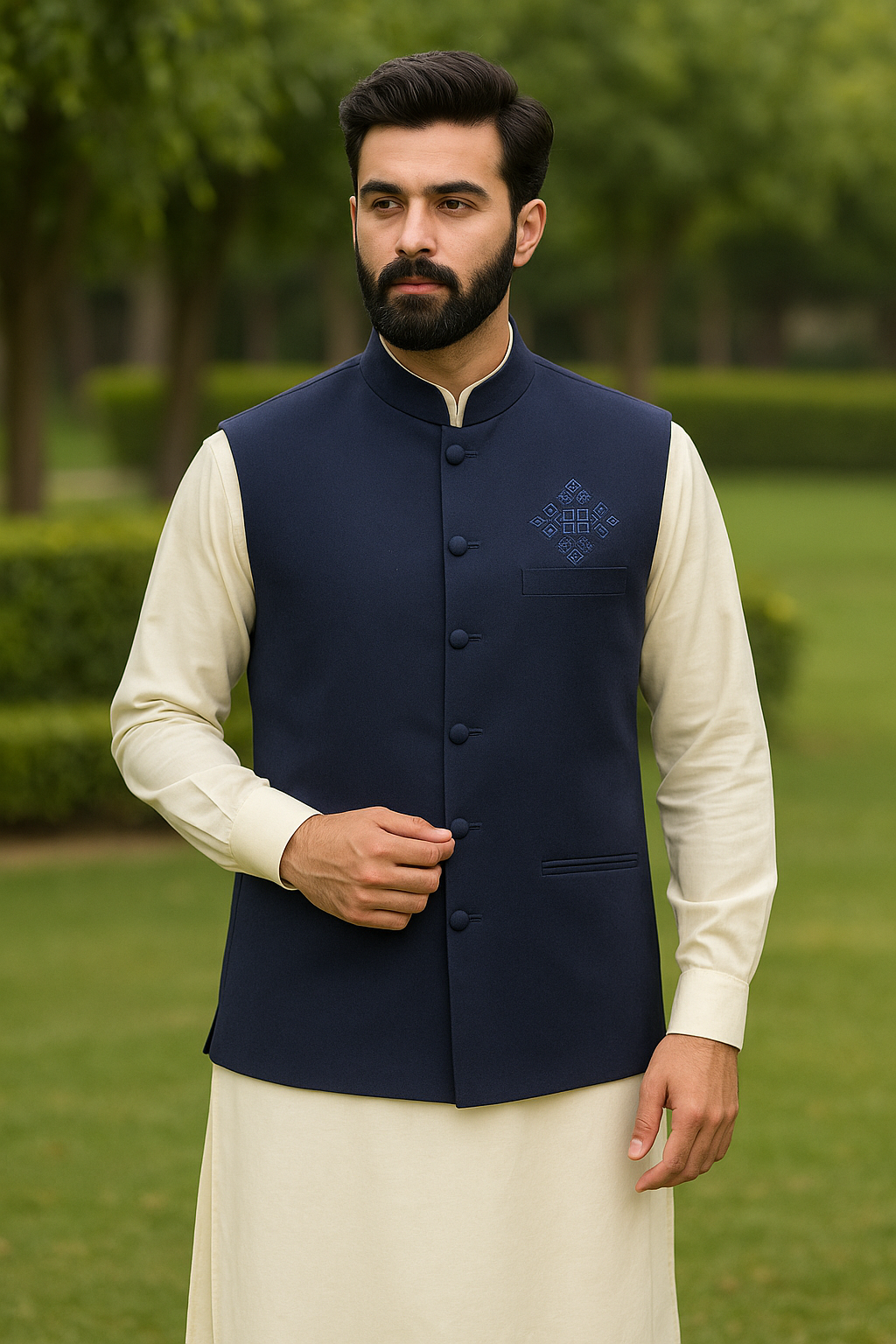 Waist Coat Blue Bold